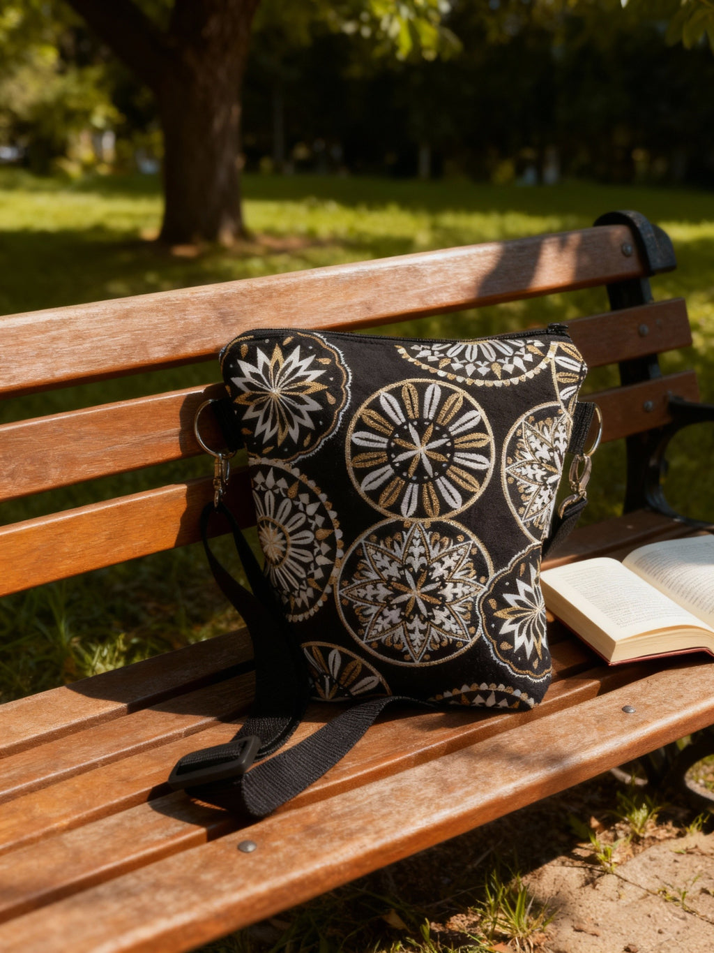 Stofftasche Mandala Schwarz
