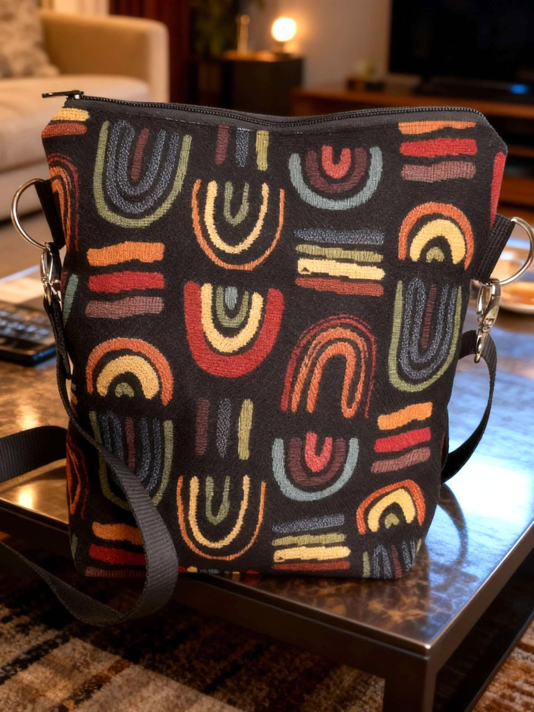 Stofftasche Rainbow Schwarz